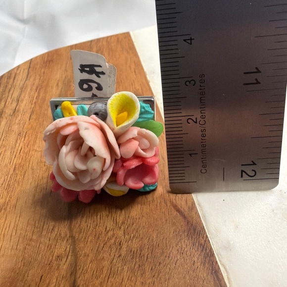 Handmade Floral Polymer Clay Ring - Picture 3 of 7